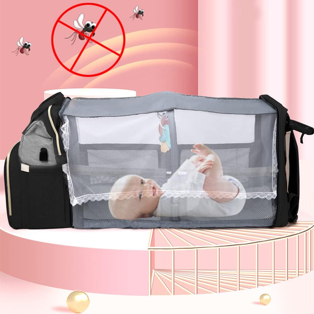 Wickelrucksack mit Babybett - Grosse Wickeltasche Rucksack mit Wickelauflage & Isoliertasche & Moski