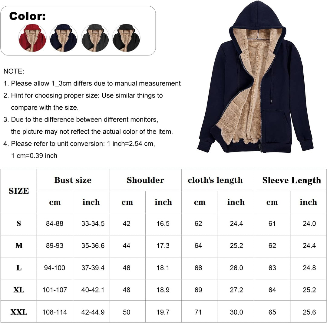 Niwicee Damen Kapuzenpullover mit Reissverschluss Winter Plus Fleecepullover Langarm Kapuzenjacke Sw