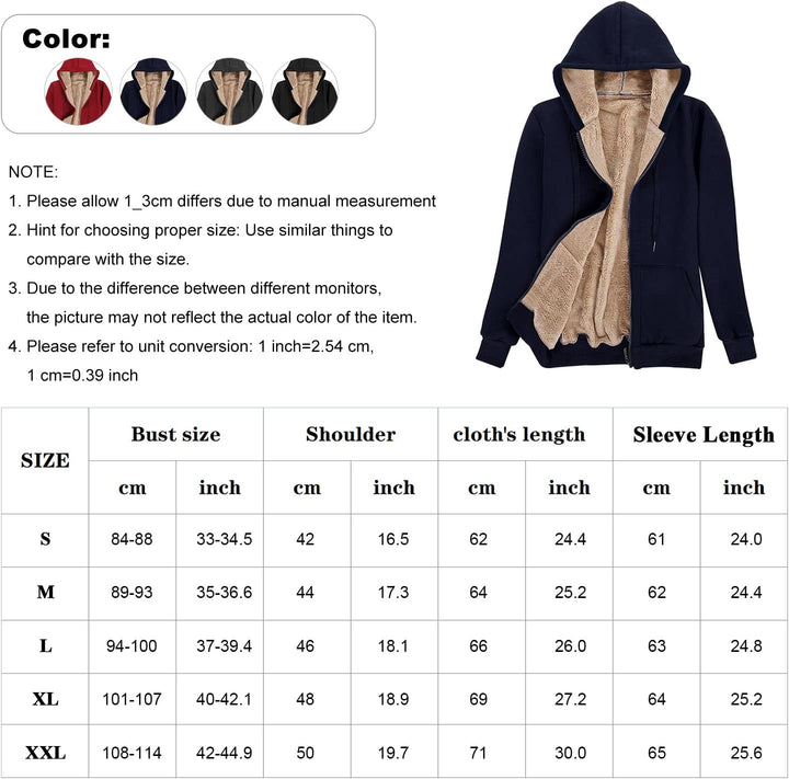 Niwicee Damen Kapuzenpullover mit Reissverschluss Winter Plus Fleecepullover Langarm Kapuzenjacke Sw