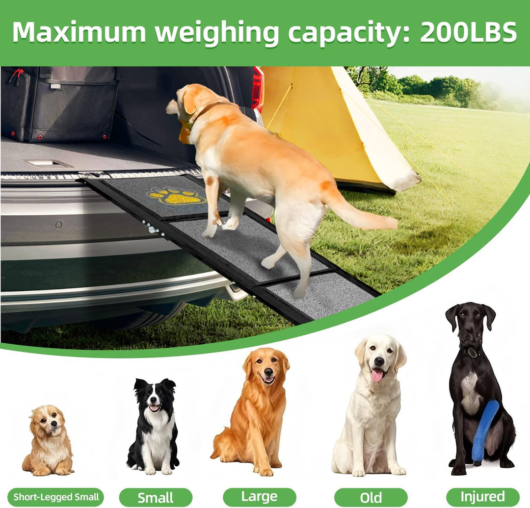 Hunderampe Auto Klappbar Extra Lang 180 cm Hundetreppe Auto mit Rutschfester Teppichoberfläche für K