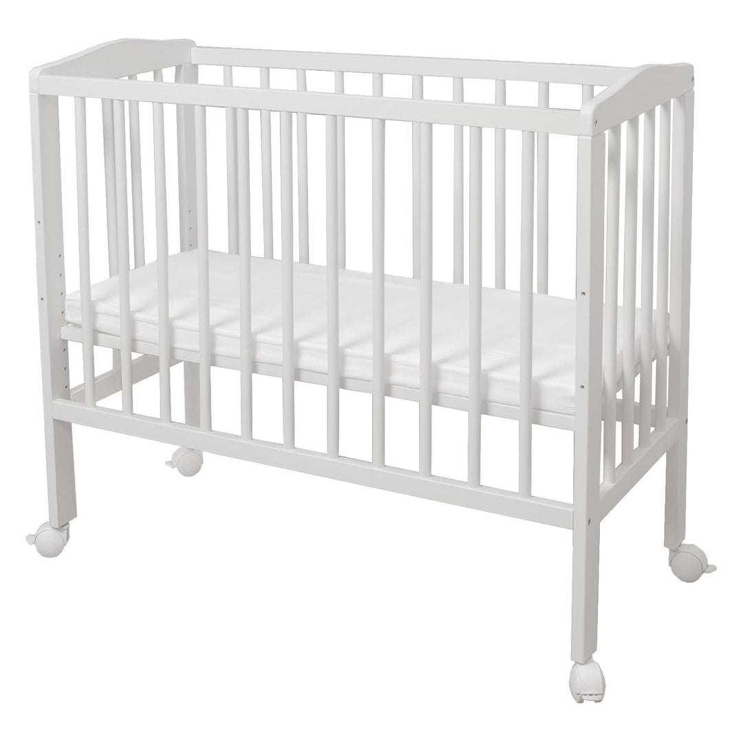 Waldin Beistellbett mit Matratze, höhen-verstellbar, Holz weiss lackiert,Grosse Liegefläche 90x55cm