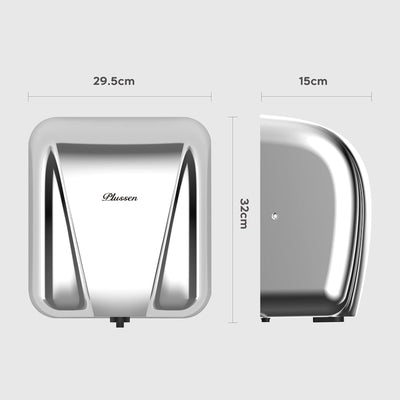 PLUSSEN Händetrockner für Gewerbe elektrischer Sensor Stilvolles Design Edelstahl-Finish schnelle Tr