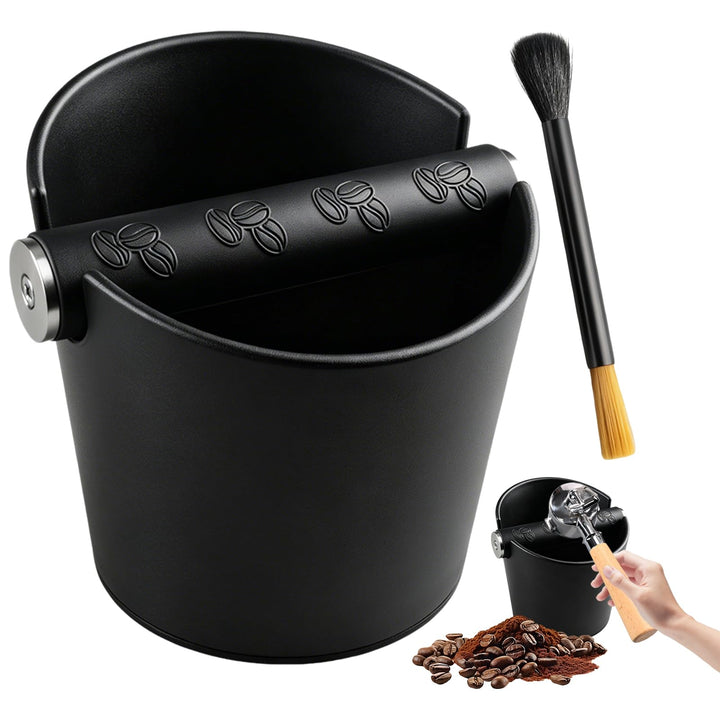 Abklopfbehälter für Siebträger, Espresso Kaffeesatz Abschlagbehälter mit Abnehmbarer Knock Bar und B