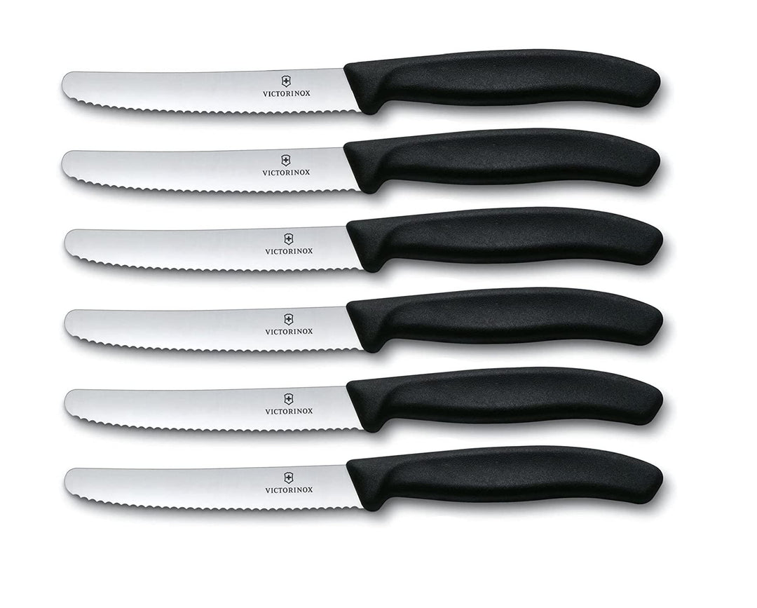 Victorinox Messer-Set 6 Stück mit Wellenschliff (Rostfrei, Edelstahl, Spülmaschinengeeignet)
