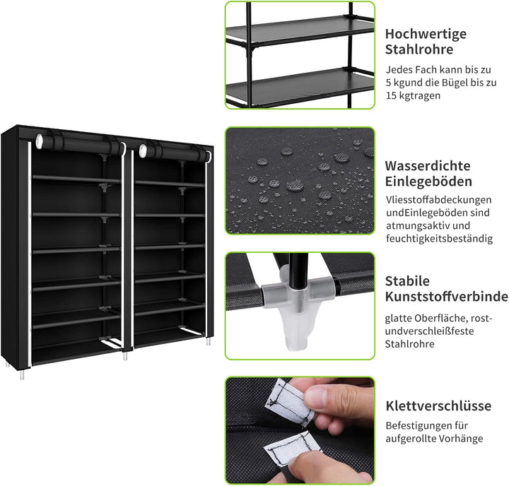 LANTUS Schuhschrank, Schuhregal, wasserdicht, 7 Schichten, für 36 Paar Schuhe, Schrank aus Stoff, Sc