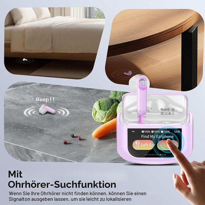 Touchscreen Bluetooth Kopfhörer, 2026 In Ear Kopfhörer Kabellos Bluetooth 5.4 mit ENC Noise Cancelli