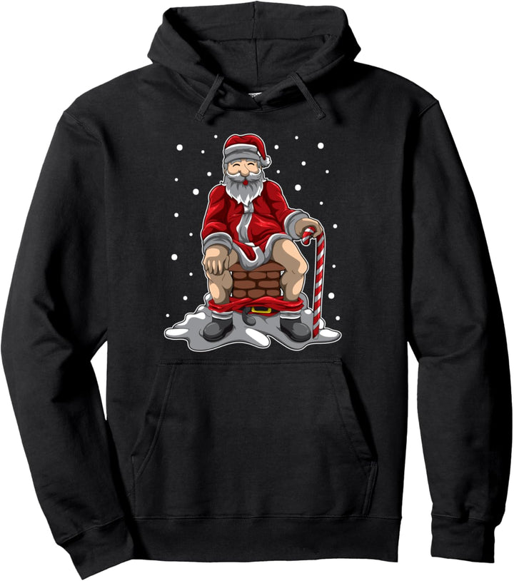 Weihnachtsmann kackt in Kamin - Weihnachtliche Vergeltung Mit Kapuze Pullover Hoodie,Langarm