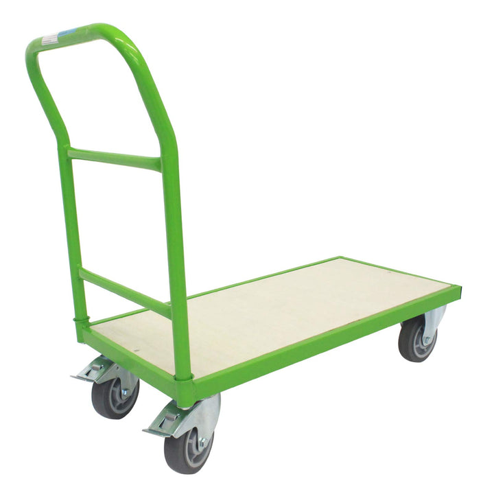 TRUTZHOLM Plattformwagen mit Feststellbremsen | 500 kg | 100 x 52 x 95 cm | Transportwagen Griff abn
