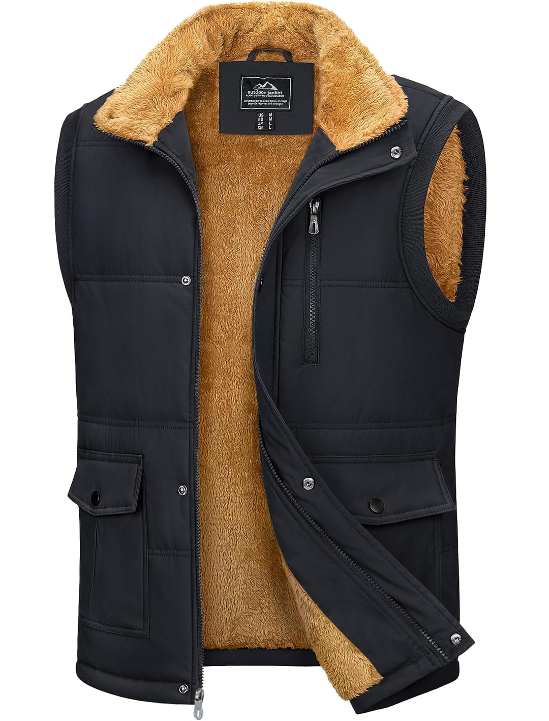 MAGCOMSEN Winterweste Herren Gefüttert Outdoor Weste Warme Fleeceweste Freizeit Ärmellos Jacke Therm