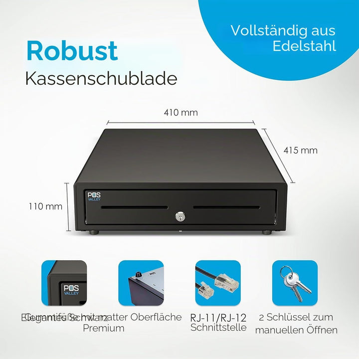 Montagehalterung für Wertschublade – 2 x Führungen, für Wechselgeldschublade von 33 und 41 cm, einfa