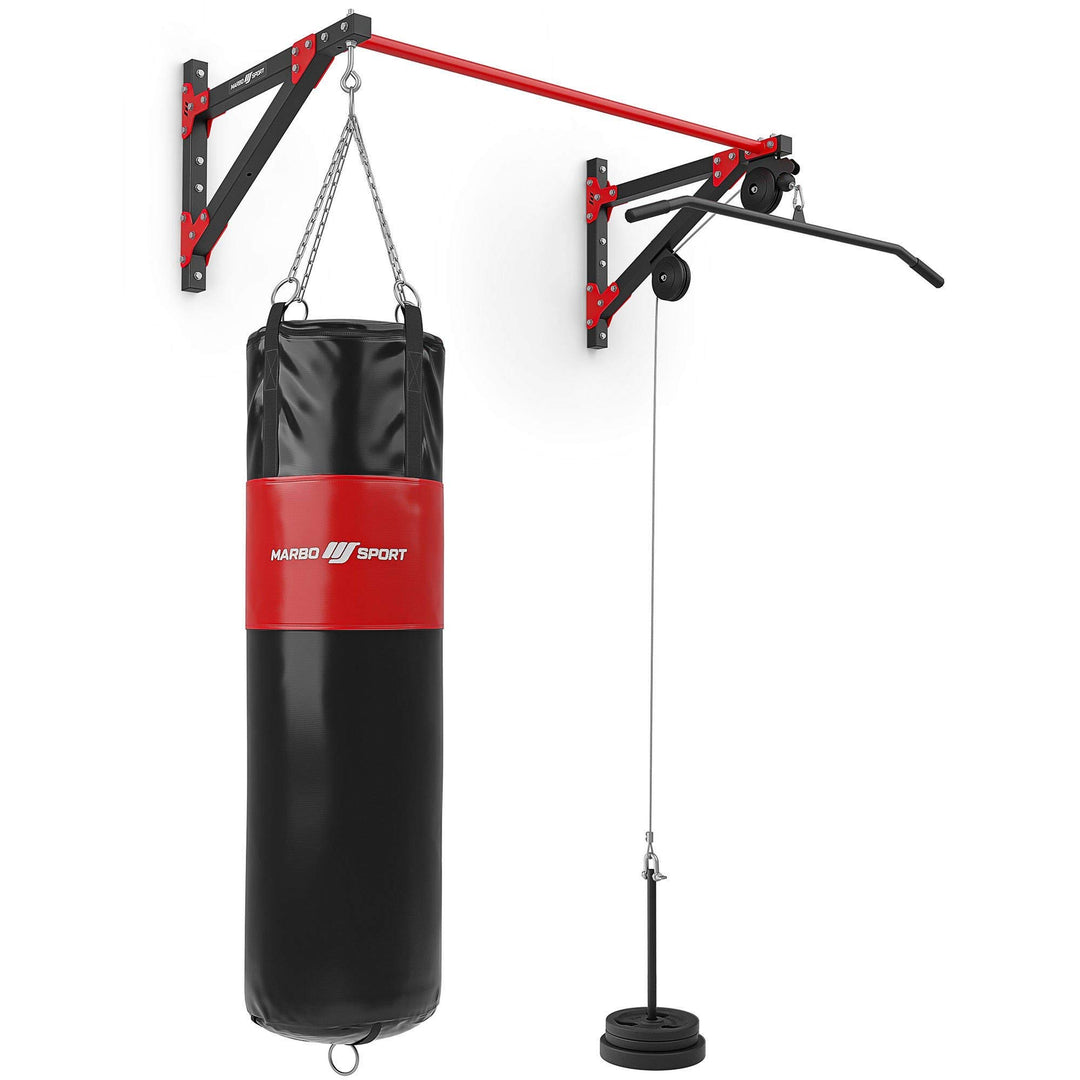 Marbo Sport multifunktionale Klimmzugstange mit Wandbefestigung, Latzug und Boxsackhalterung (3in1)