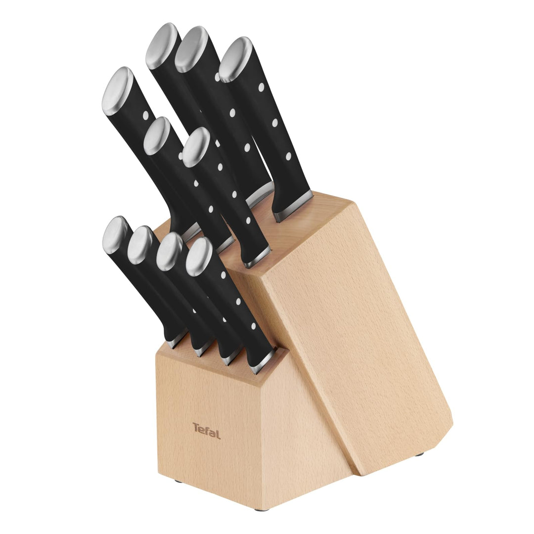 Tefal K232SA Ice Force 11-tlg. Messerblock-Set | 6 Messer, 4 Steak Messer, 1 Holz-Messerblock | hoch
