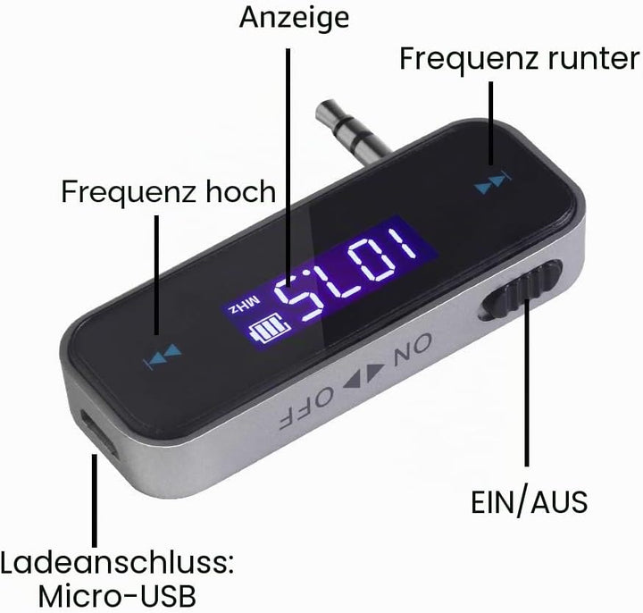 Mini Drahtlos FM Transmitter Sender UKW Handy Wireless Auto AUX-Adapter mit Integriertem Aux Port Au