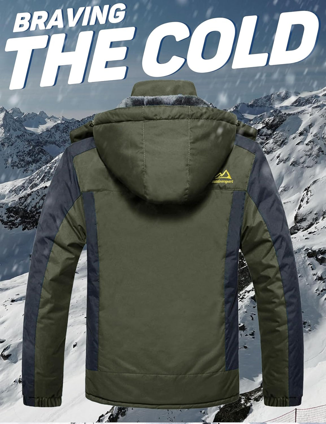 MAGCOMSEN Herren Winter Fleecejacke Warme Gefüttert Skijacke Outdoor Winddicht Wasserdicht Jacke Ver