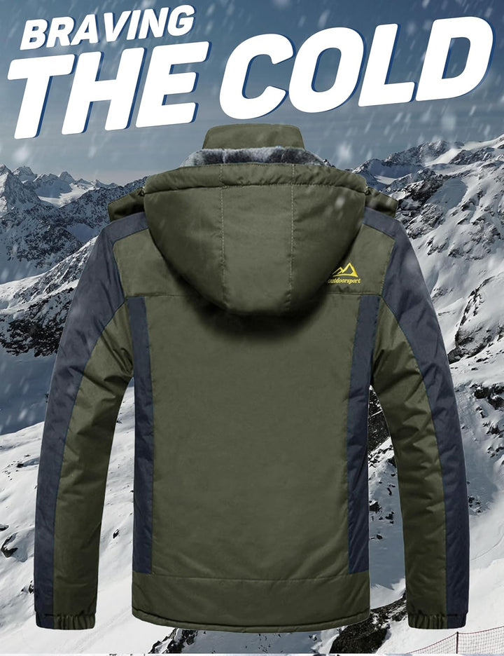 MAGCOMSEN Herren Winter Fleecejacke Warme Gefüttert Skijacke Outdoor Winddicht Wasserdicht Jacke Ver