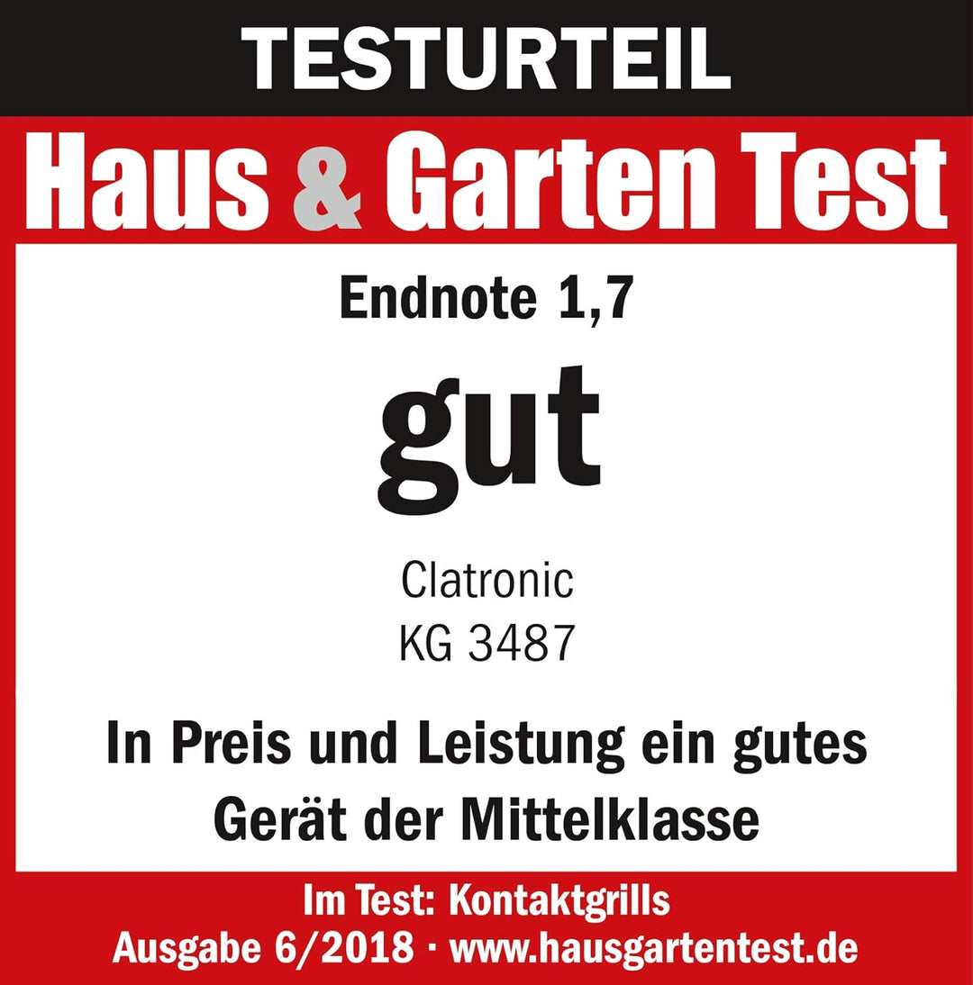 Clatronic KG 3487 Kontaktgrill für beidseitiges, fettfreies Grillen, antihaftbeschichtete Grillplatt