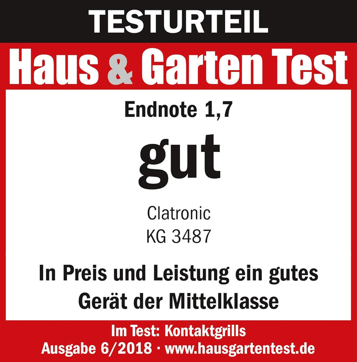 Clatronic KG 3487 Kontaktgrill für beidseitiges, fettfreies Grillen, antihaftbeschichtete Grillplatt