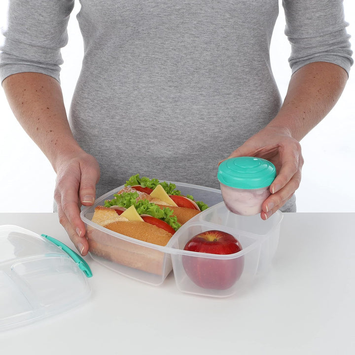 Sistema TO GO Triple Split Brotdose mit Joghurtbehälter | 2L luftdichter und stapelbarer Lunchbox fü
