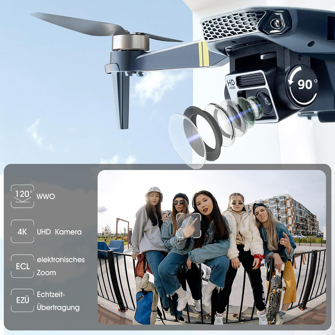 800 Meter Reichweite Drohne mit Kamera 4K – 84 Minuten Flugzeit, WiFi FPV faltbare Quadrocopter, bür