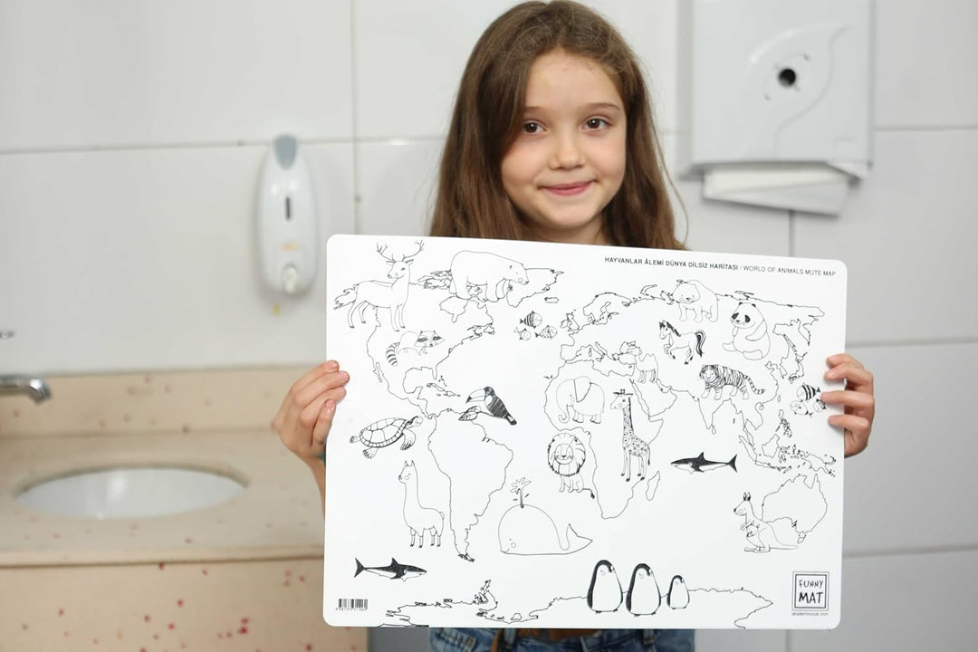 Akademie Kinder Lustig Matt Weltkarte Landkarte Tierwelt