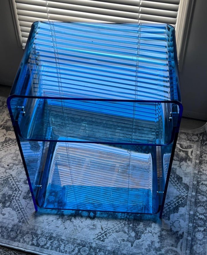 Acryl Beistelltisch, Transparenter Beistelltisch, Nachttisch, 30 x 40 x 50 cm (Blau), Blau