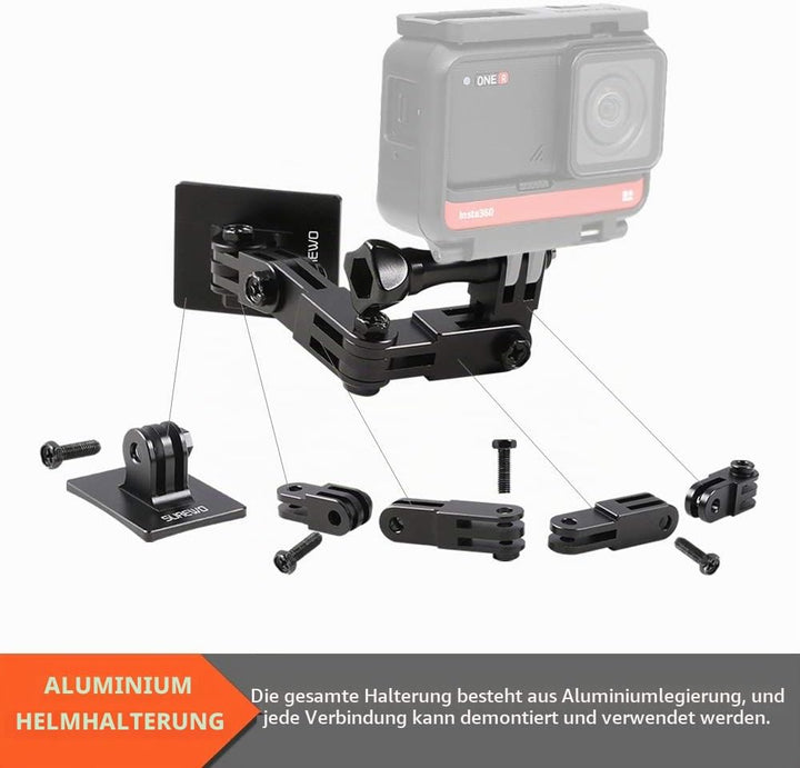 SUREWO Aluminium Motorrad helmhalterung für GoPro Hero 11/10/9/8/7 / (2018) / 6/5 Schwarz ,APEMAN /