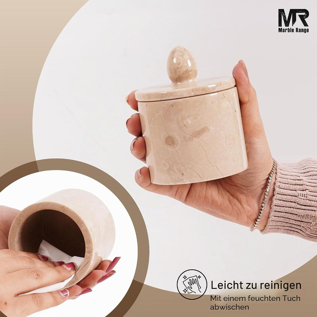 Marmor-Salzkeller mit Deckel und Tablett, 10,2 cm, handgefertigt, Salzbehälter, Set mit 2 Gewürzgläs