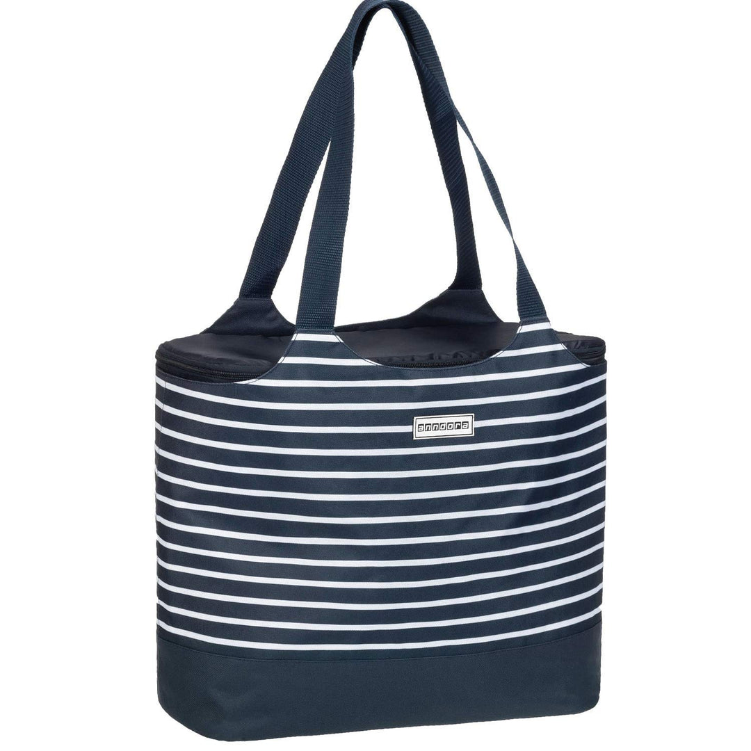 anndora Einkaufstasche 22 Liter plus Kühltasche 18 Liter - separat verwendbar - blau weiss gestreift