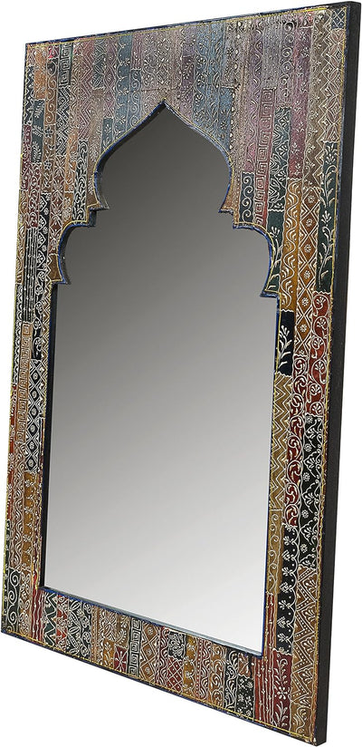 Orient Spiegel Wandspiegel Tarana 90cm gross | Grosser Marokkanischer Flurspiegel mit Holzrahmen ori