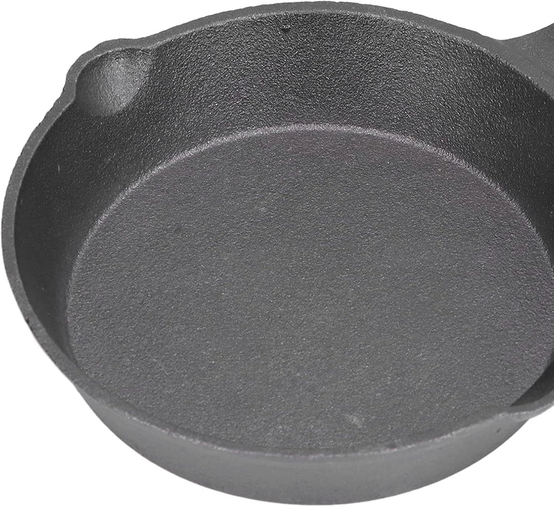 14cm Gusseisenpfanne, Rund Grillpfanne Gusseisen Pfanne Bratpfanne mit Griff Kochen Eisenpfanne für