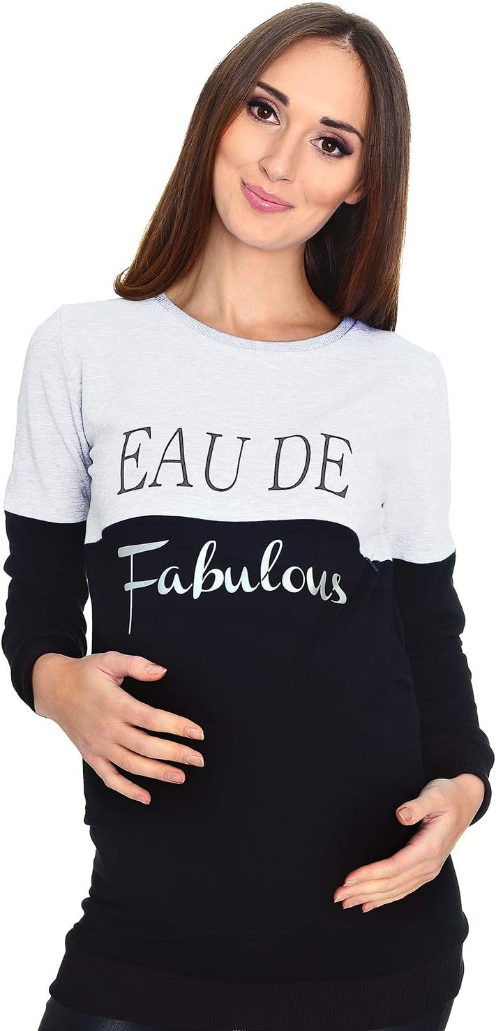Mija - 2 in1 Fabulous Stillpullover & Umstandspullover Still Sweatshirt 9086 S Schwarz / Melange, S