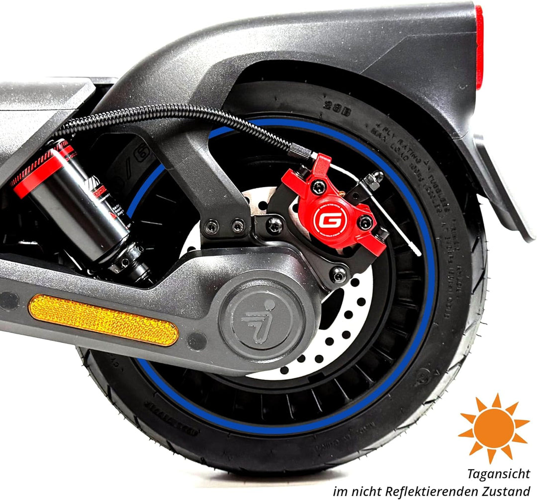 Felgenrand Aufkleber geeignet für Segway Ninebot MAX G3 D E-Scooter G3D Blau Reflektierend, Blau Ref