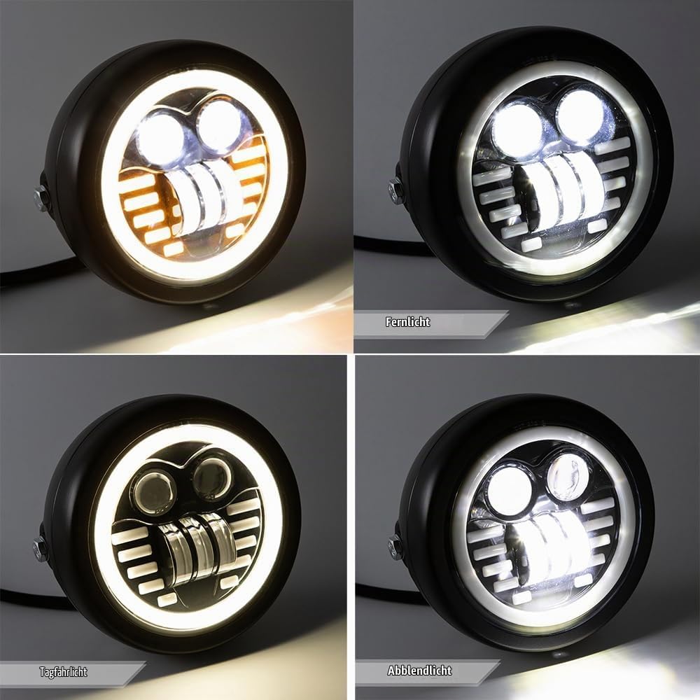 Motorrad LED Frontscheinwerfer, 6,5 Zoll Universal Scheinwerfer Distanz Licht mit Halterung zur Über