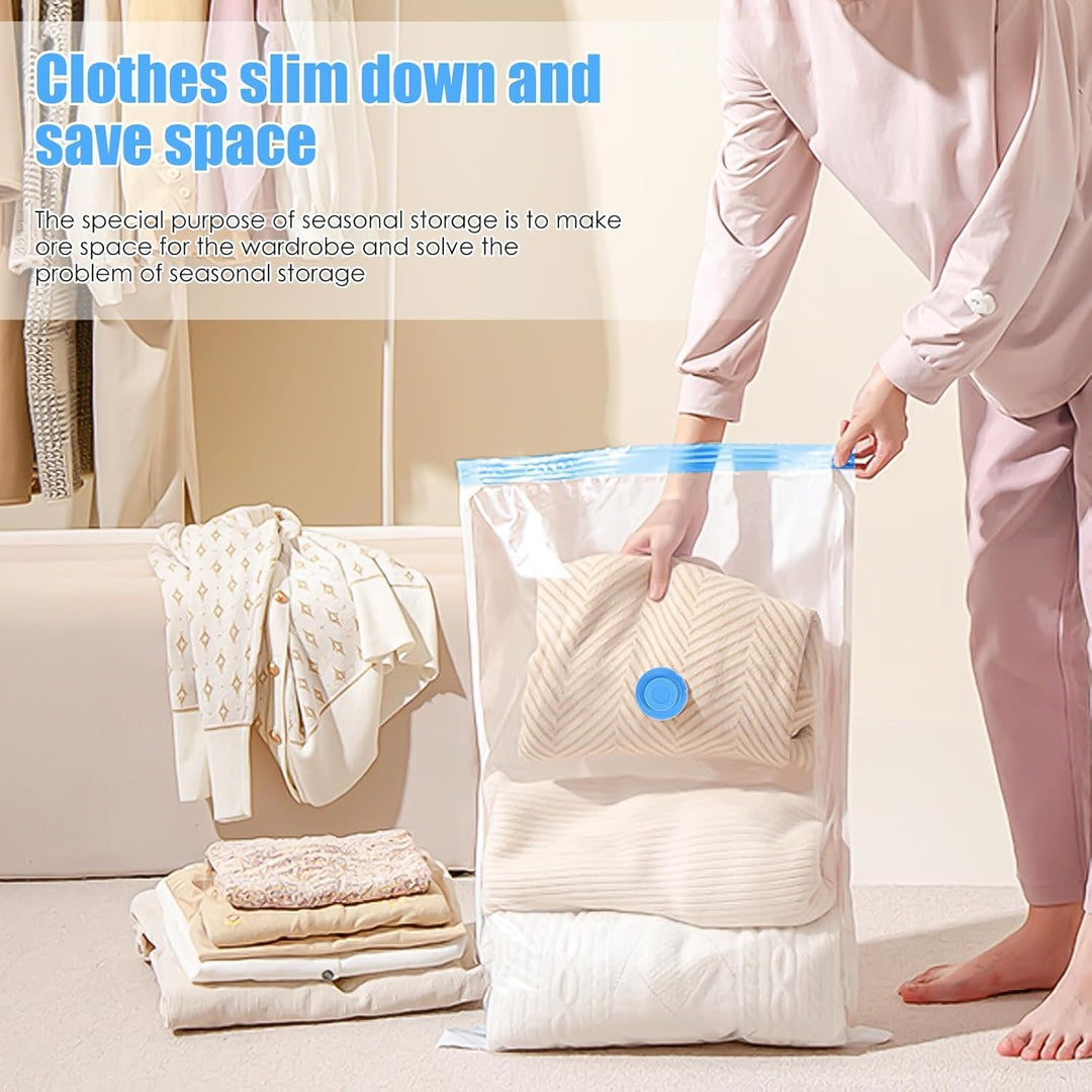 Vakuumbeutel für Kleidung 12 Stück, Vakuumbeutel Reise 60x40cm, Vacuum Bags for Clothing, Wiederverw