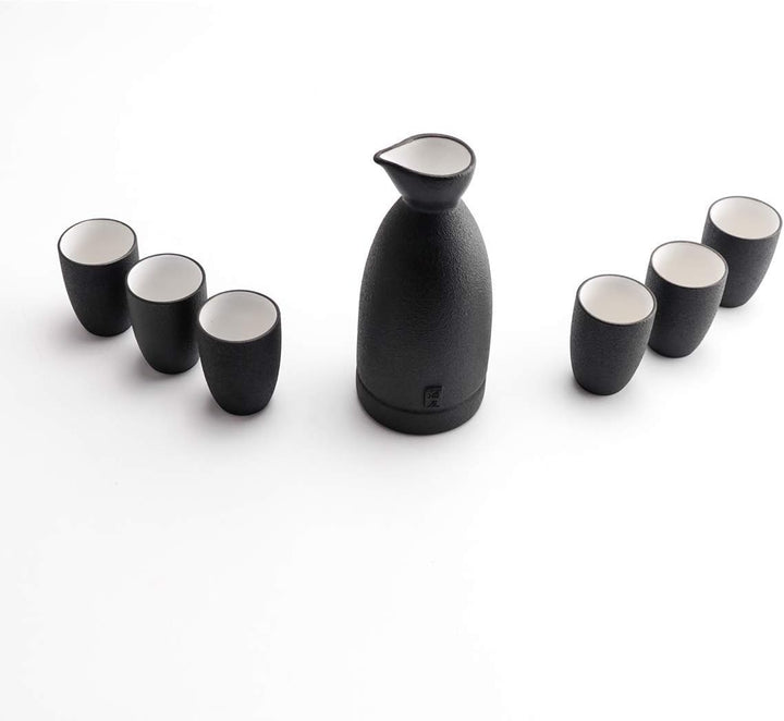 Sake Set Tassen mit Wärmer - Aufbewahrungsbox für Sake, traditionelles Porzellan, japanisches Kerami