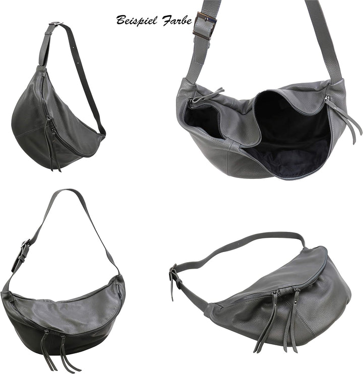 SH Leder echt Leder Damen Unisex Brusttasche für Festival Reise XXL Gross Hüfttasche Crossbody Bag F