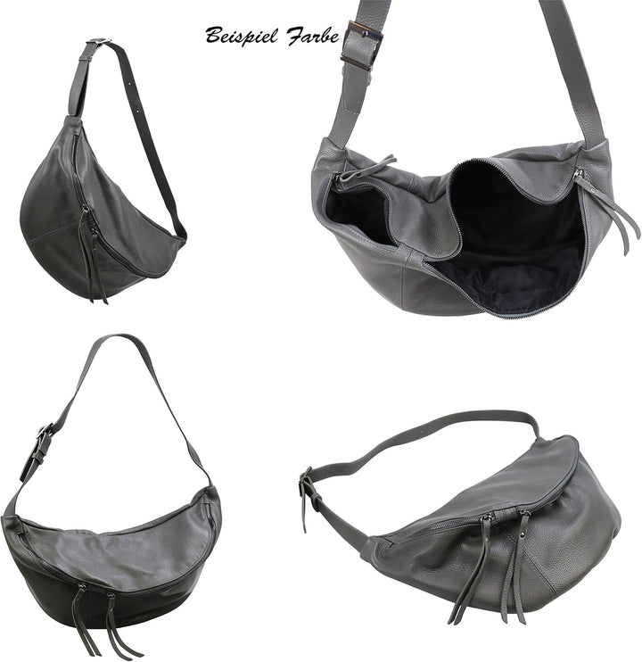 SH Leder echt Leder Damen Unisex Brusttasche für Festival Reise XXL Gross Hüfttasche Crossbody Bag F