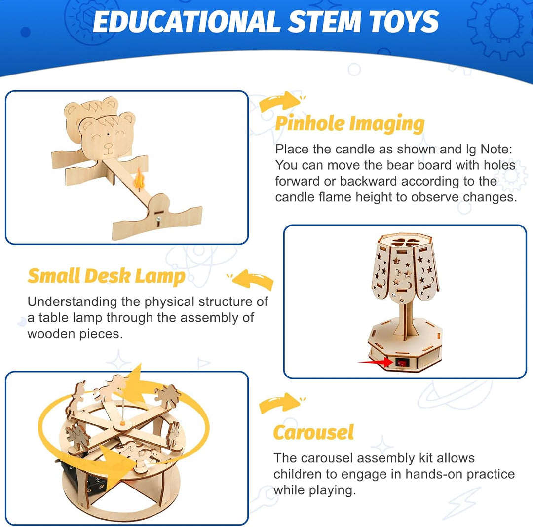 6stk Experimente für Kinder ab 8 STEM Holzbausatz mit Aquarellstifte