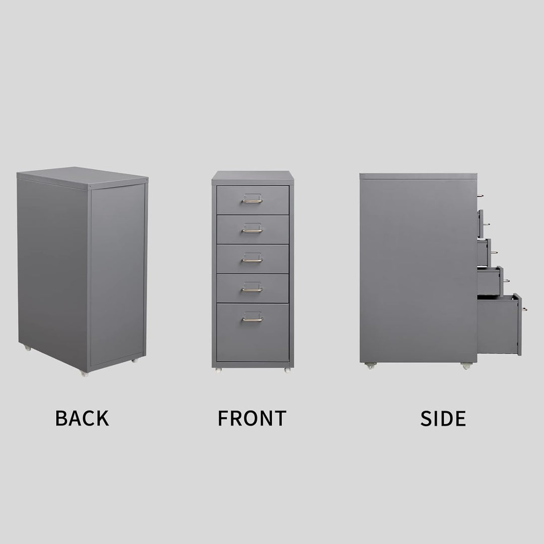 HollyHOME Mobiler Aktenschrank mit 5 Schubladen, rollender Aktenorganisator, Aufbewahrungsschrank au