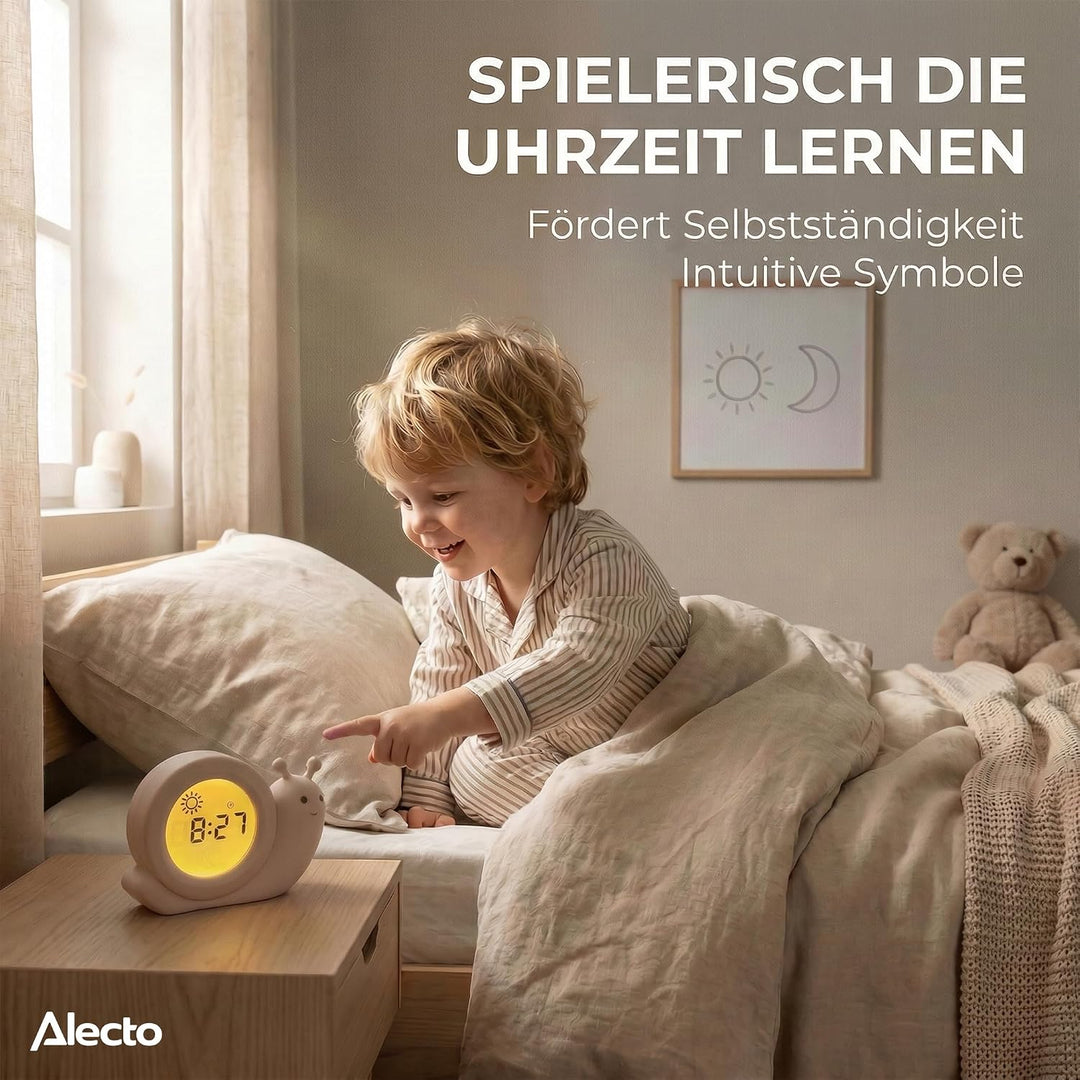 Alecto BC110BE Simon - Pädagogischer Wecker Kinder - Schlaftrainer Kinder - Nachtlicht - Lernen von