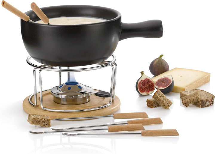 Kela 361306 Käsefondue-Set, Natürliches Design, 10-teilig, Feuerfeste Keramik, Käsefondue-Set Natura
