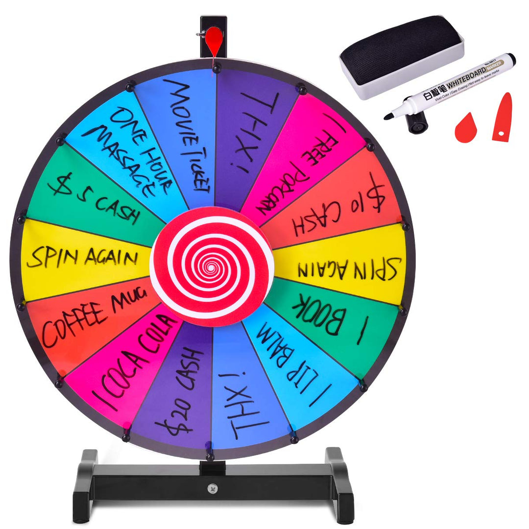 FANTASK 18" Glücksrad Spielzeug inkl. Radiergummi und Markierstift, Gluecksrad, Rad Spiele für Lotte