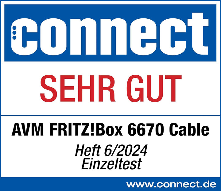 AVM FRITZ!Box 6670 Cable (DOCSIS-3.1-Kabelmodem, 2x2 Wi-Fi 7 mit 2.880 MBit/s (5 GHz) und 720 MBit/s