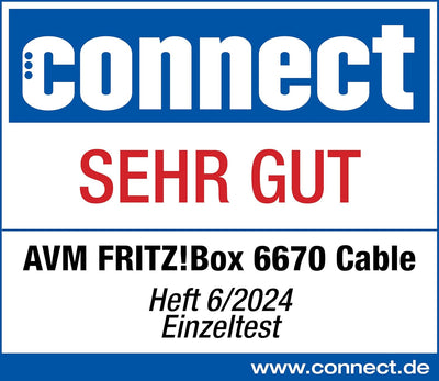 AVM FRITZ!Box 6670 Cable (DOCSIS-3.1-Kabelmodem, 2x2 Wi-Fi 7 mit 2.880 MBit/s (5 GHz) und 720 MBit/s