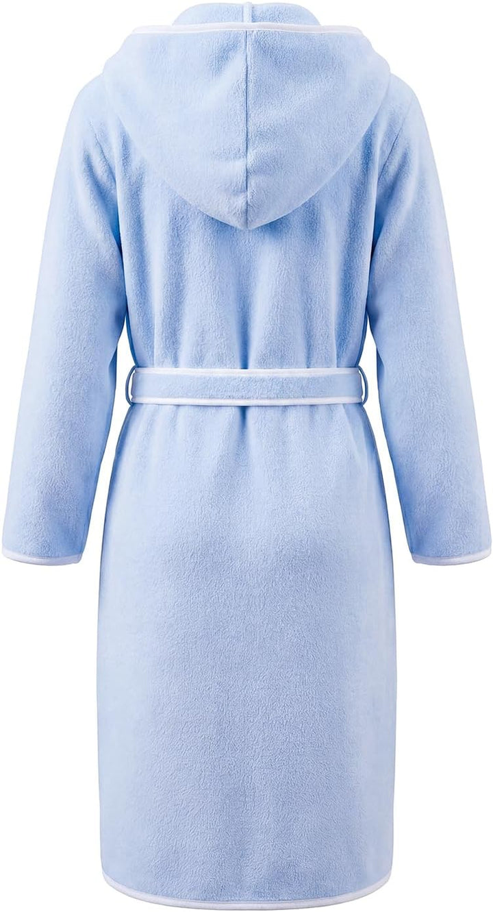 JiAmy Kinder Bademantel mit Kapuze Coral Fleece Leicht Morgenmantel mit Kontrastband Weich Saugfähig