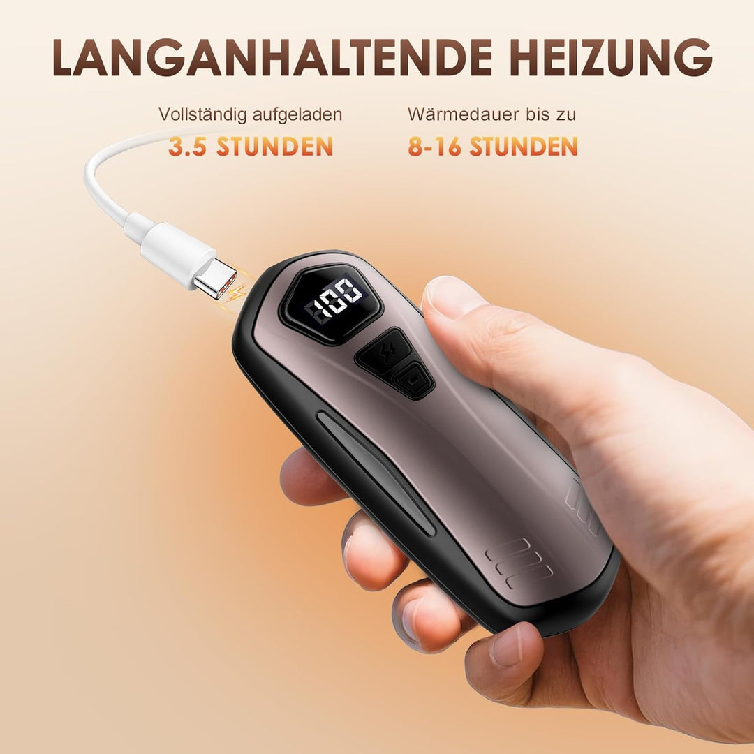 Handwärmer Elektrisch 2er Set,Taschenwärmer Wiederverwendbar mit 6000mAh,5 Heizmodi,Tragbarer USB Ha