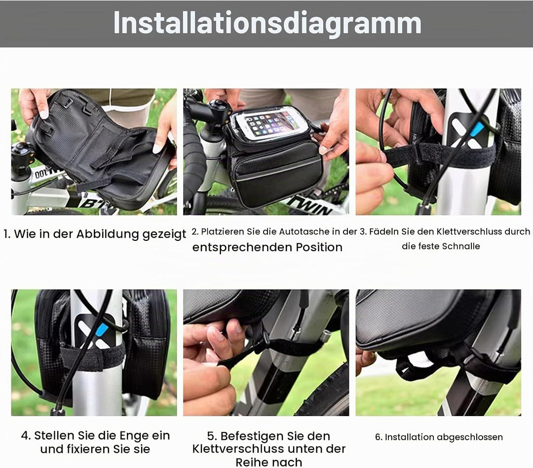 Fahrradtasche Rahmen, wasserdichte Fahrradtasche Handytasche Fahrrad Handyhalterung Oberrohrtasche m