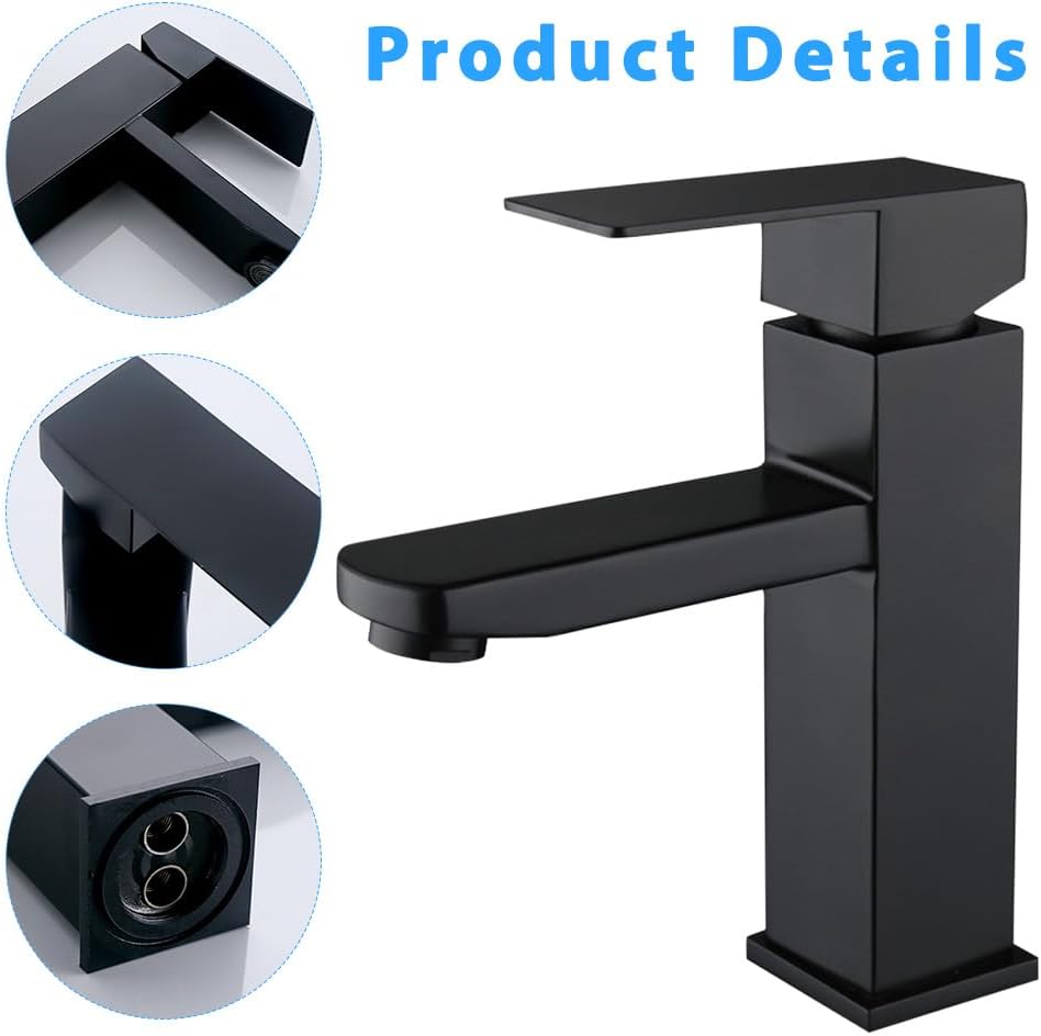 Mineup Wasserhahn Bad Schwarz, Waschtischarmatur, Waschbeckenarmatur, Mischbatterie Waschbecken, Bad