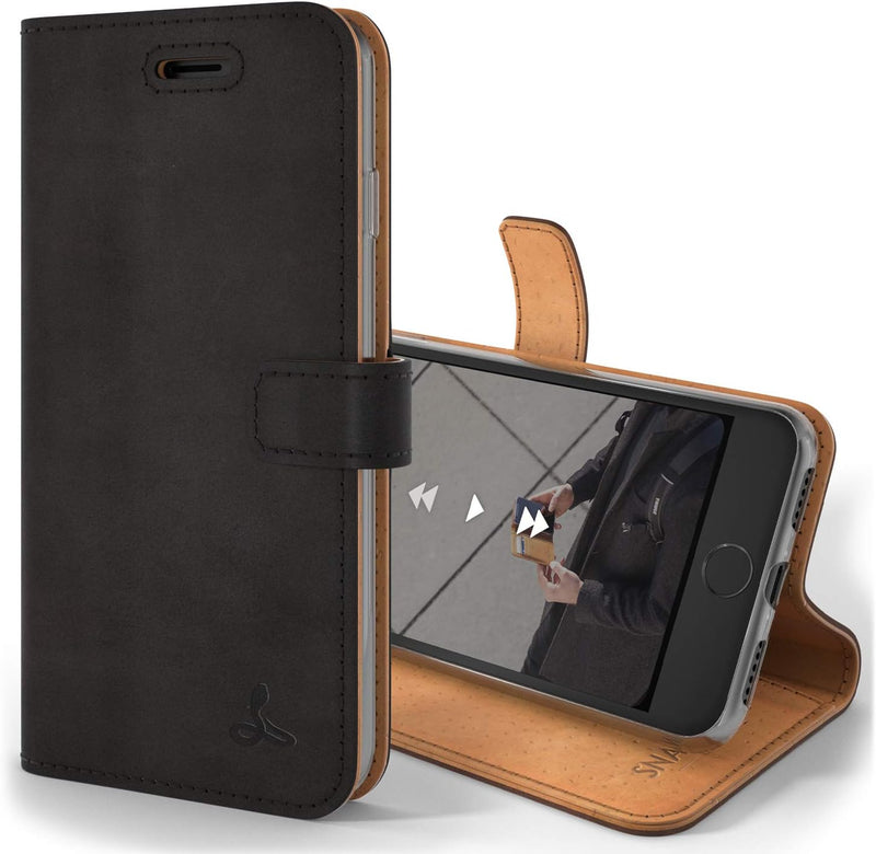 Snakehive Hülle kompatibel für iPhone 7 Plus/Handy Schutzhülle/Klapphülle echt Lederhülle mit Standf