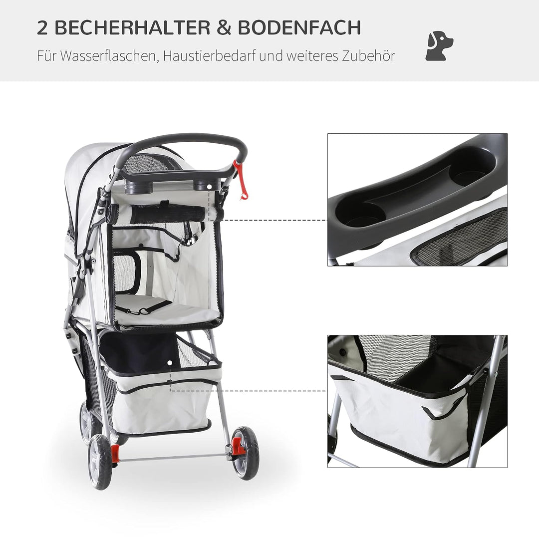 PawHut Hundewagen Hundebuggy Buggy Hunde Katzen Pet Stroller Hunde Buggy Grau grau 75L x 45B x 97H c